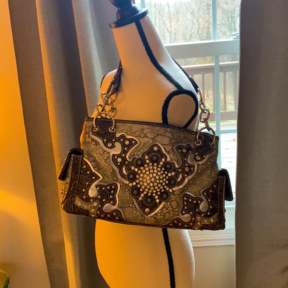 Country Road- Large Grey/brown Shoulder Bag
